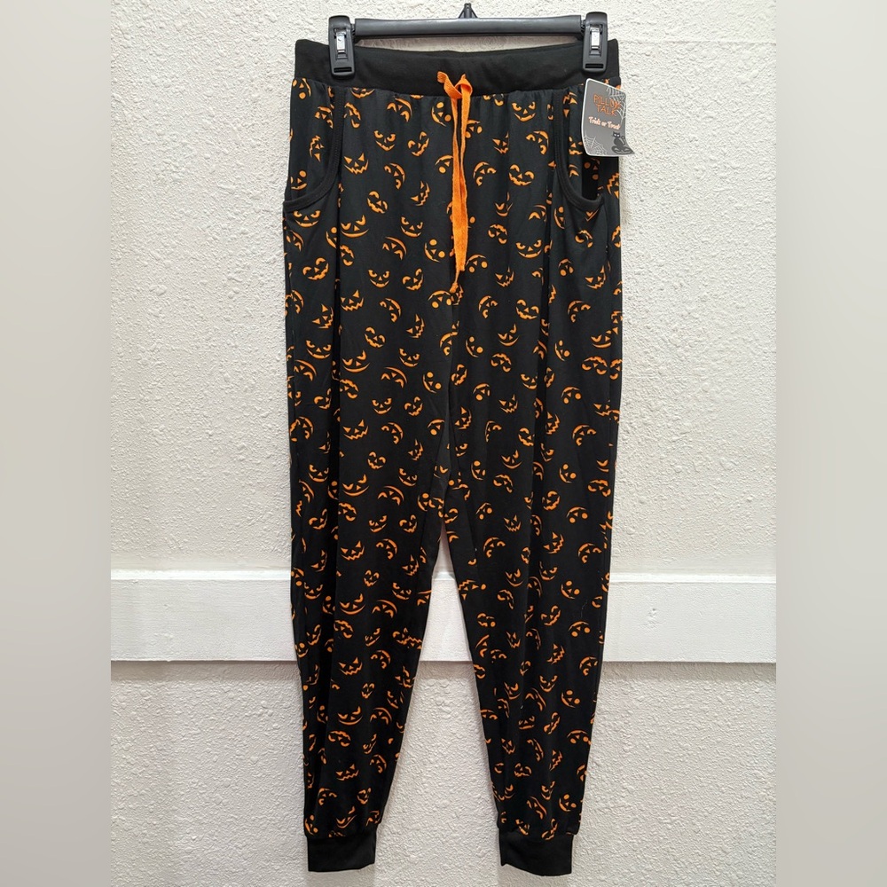 Pillow Talk Halloween Jack-O'-Lantern Faces Lounge Pajama Joggers NWT M